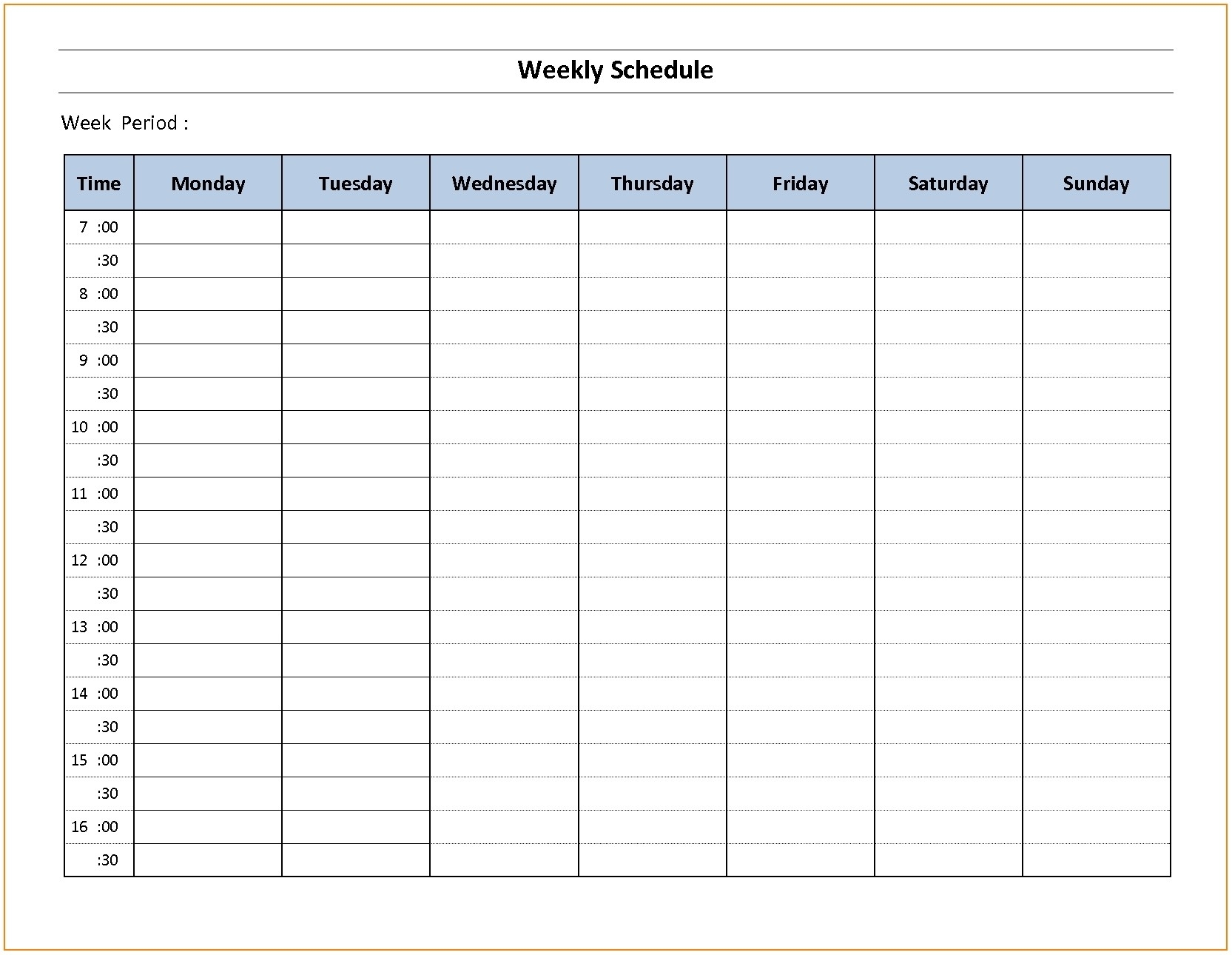 Weekly Employee Schedule Template Monday Sunday – Template Calendar inside Monday - Sunday Calendar Template