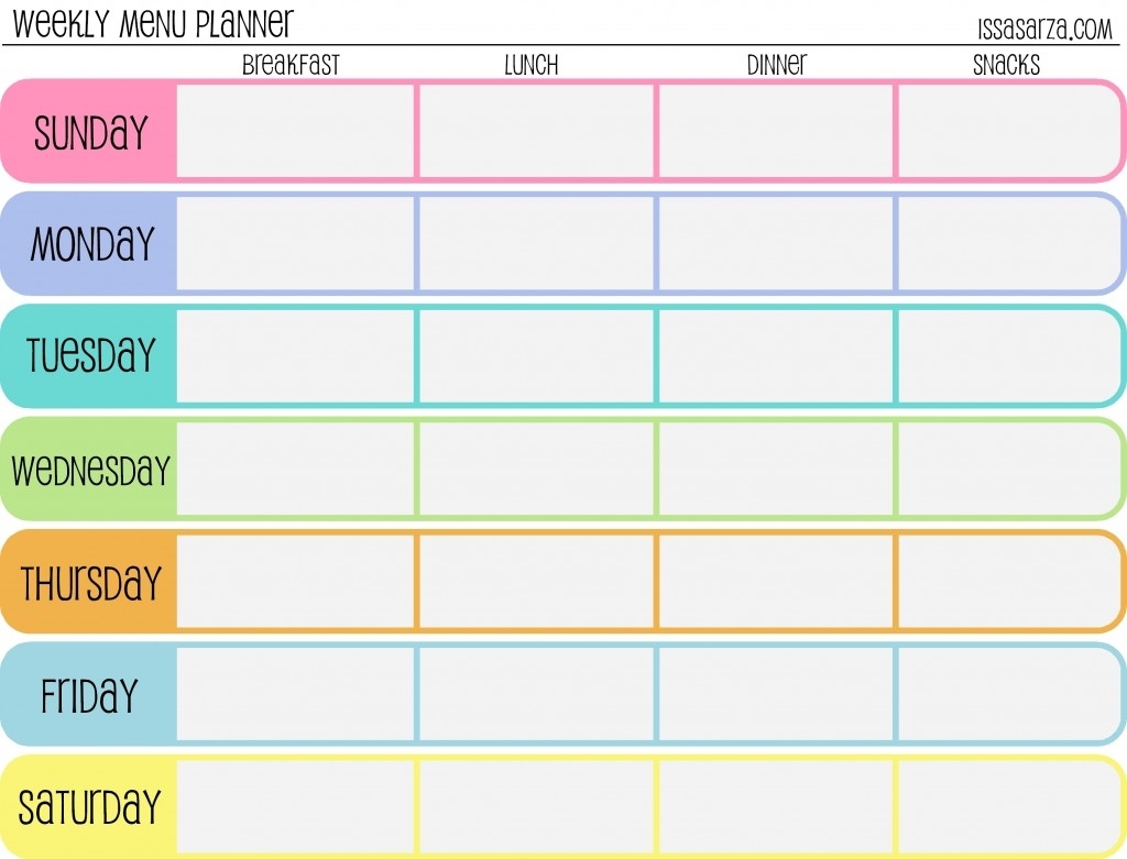 Printable Monday To Sunday Chart