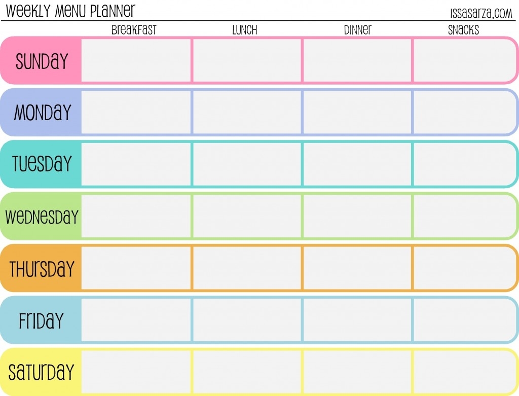 Weekly Meal Plan Chart Blank Printable Schedule | Smorad regarding Free Printable Weekly Schedule Template