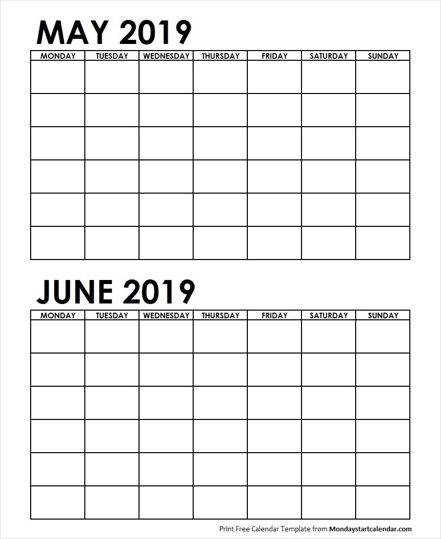 Well Done 2 Month May June 2019 Calender Printable * Calendar throughout 2 Month Calendar Template Printable