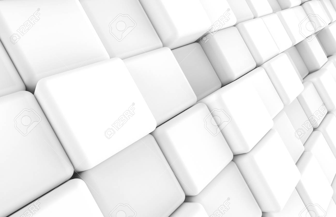 White Rounded Cube Background, Abstract Blank Wallpaper In 3D for Blank Screensaver Template To Print