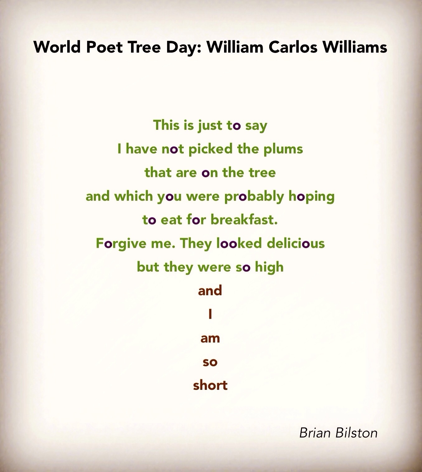 World Poet Tree Day: William Carlos Williams | Brian Bilston&#039;s within Short Poem O Calender Images