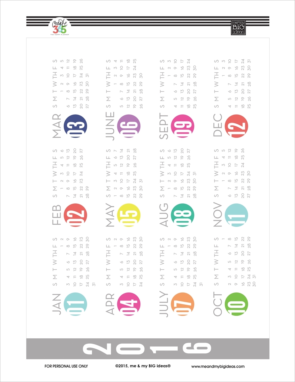 Year At A Glance&#039; Free Printables For The Happy Planner™ — Me &amp; My inside Year In A Glance Calendar