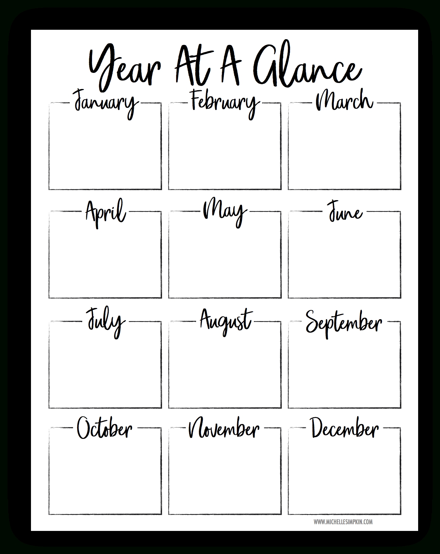 Year At A Glance Template