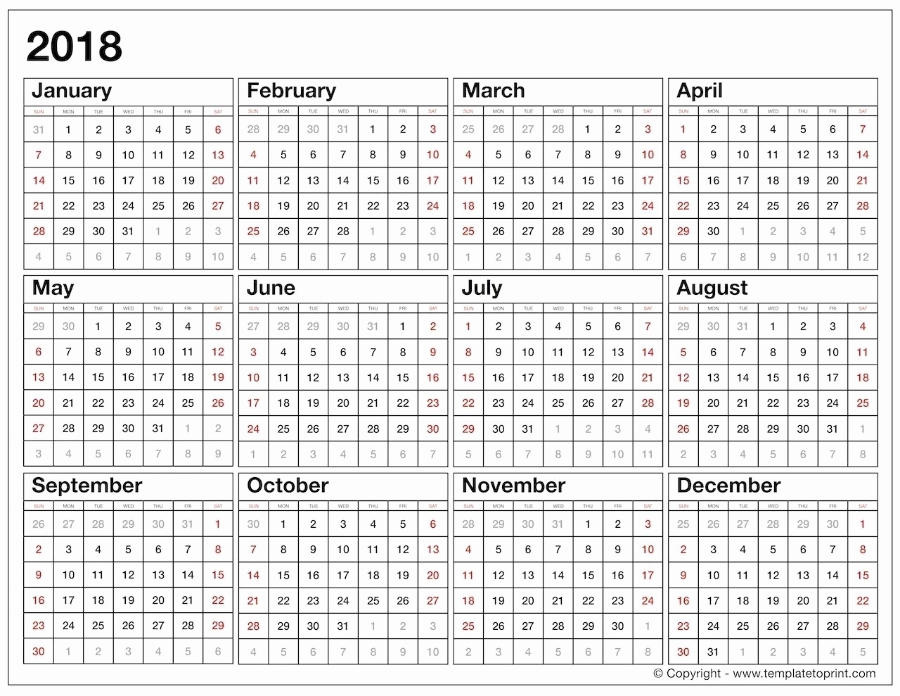 Year At A Glance Printable Template | Template Calendar Printable for Year At A Glance Printable Template