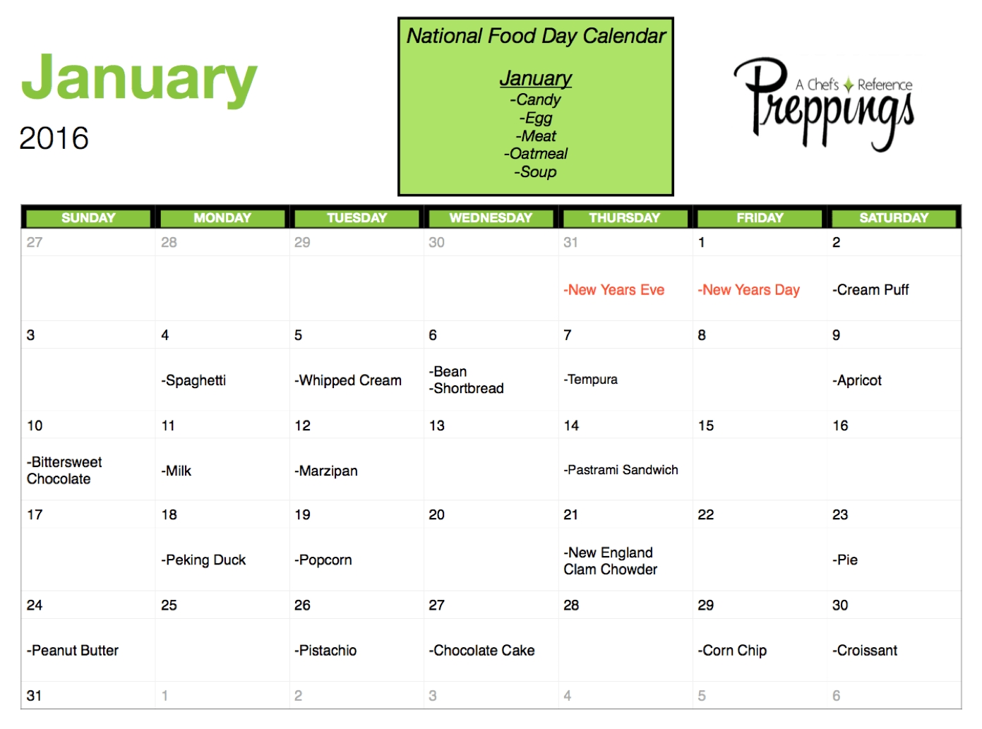 Year Calendar Of National Days | Monthly Calendar You Can Type In in National Days Of The Year Calendar