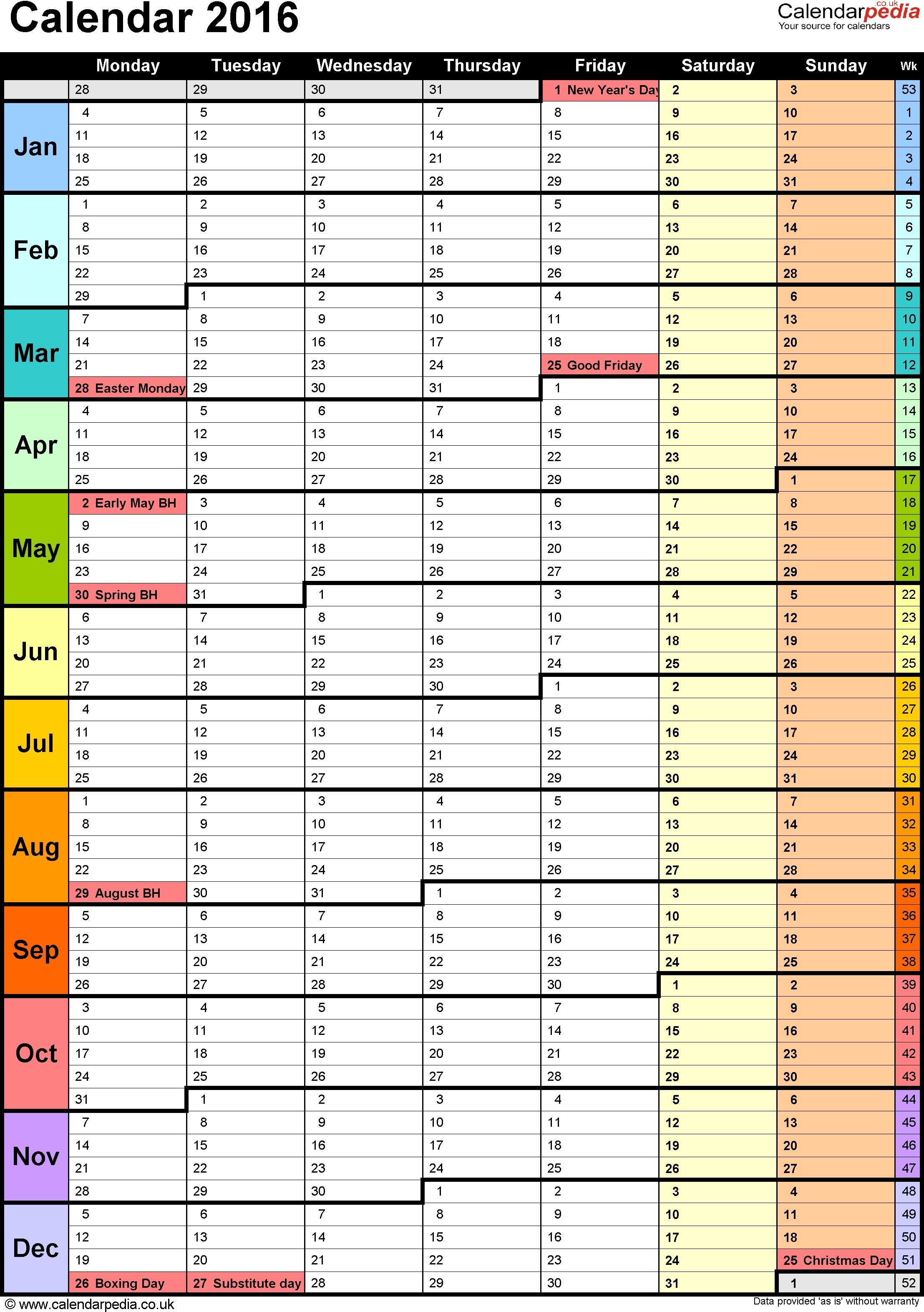 Annual Calendar Planner Excel Spreadsheet 7645