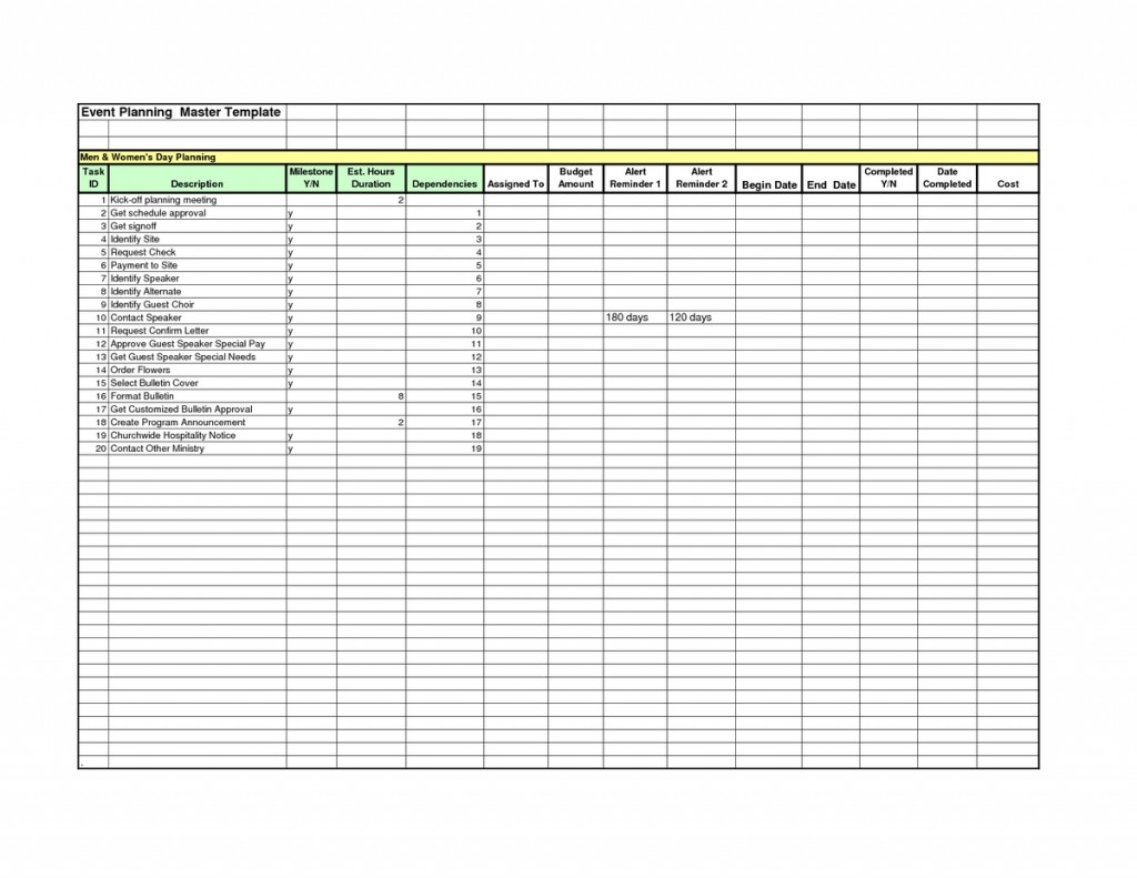 event planner template excel