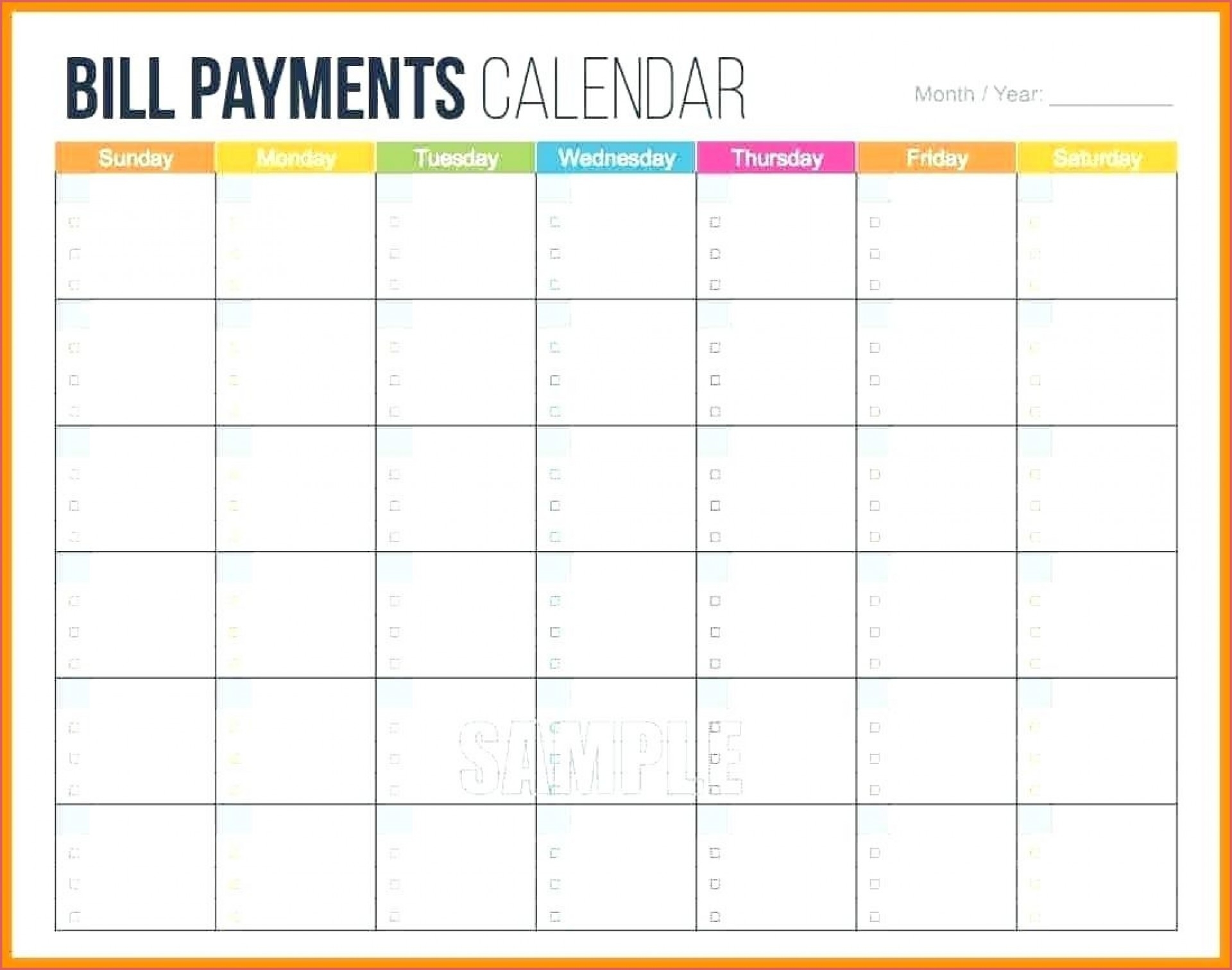 021 Monthly Bill Template Calendar Printable Plan Fascinating throughout Printable Bill Payment Month Year