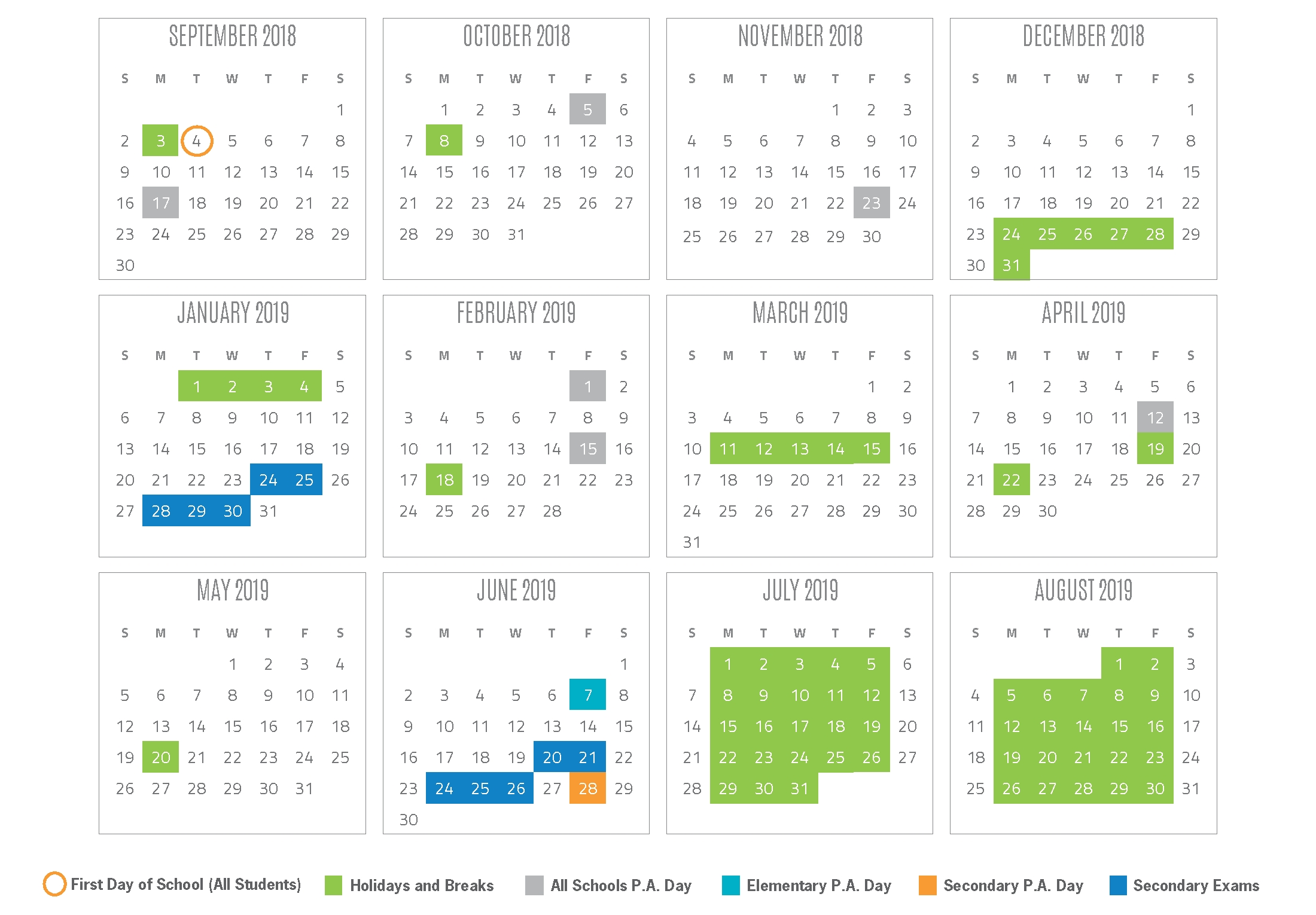 2018-2019 School Year Calendar throughout Printable Liturgical Calendar 2020