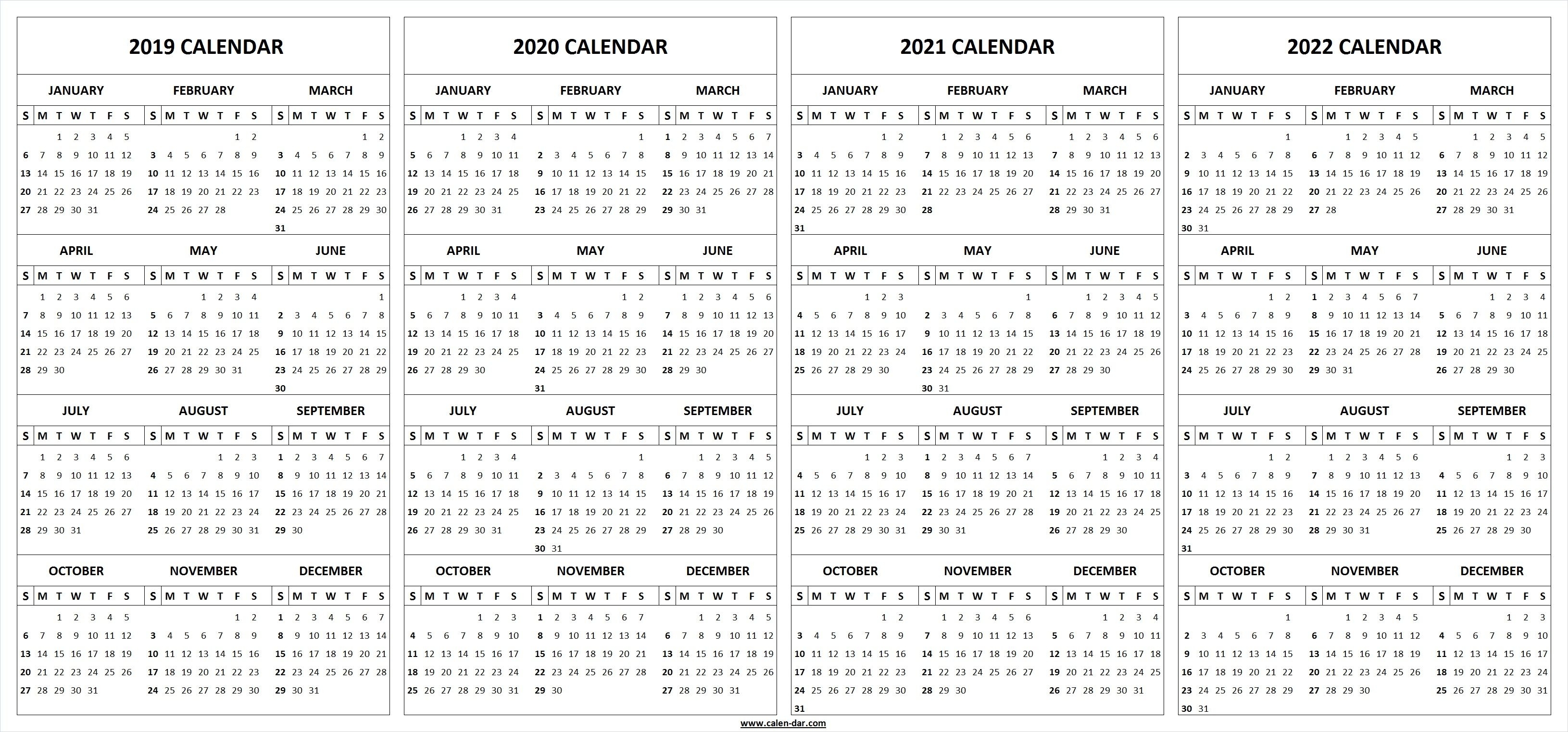 2019 2020 2021 2022 Calendar Blank Template | Calendar | 2021 pertaining to 2019 2020 Ms Word Calendar