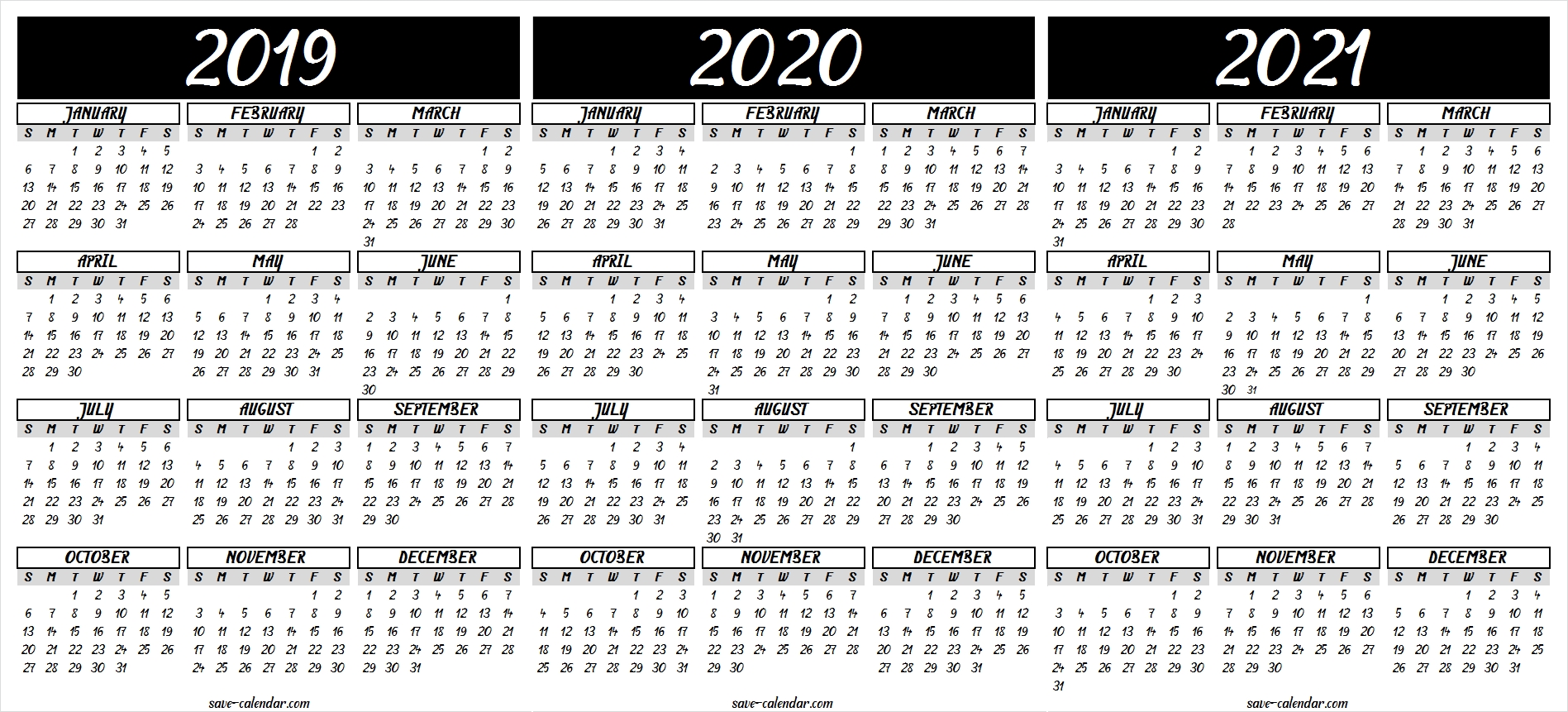 2019 2020 2021 Calendar Printable | 2018 Calendar | 2021 Calendar for 2019 2020 2021 Printable Calendar Free