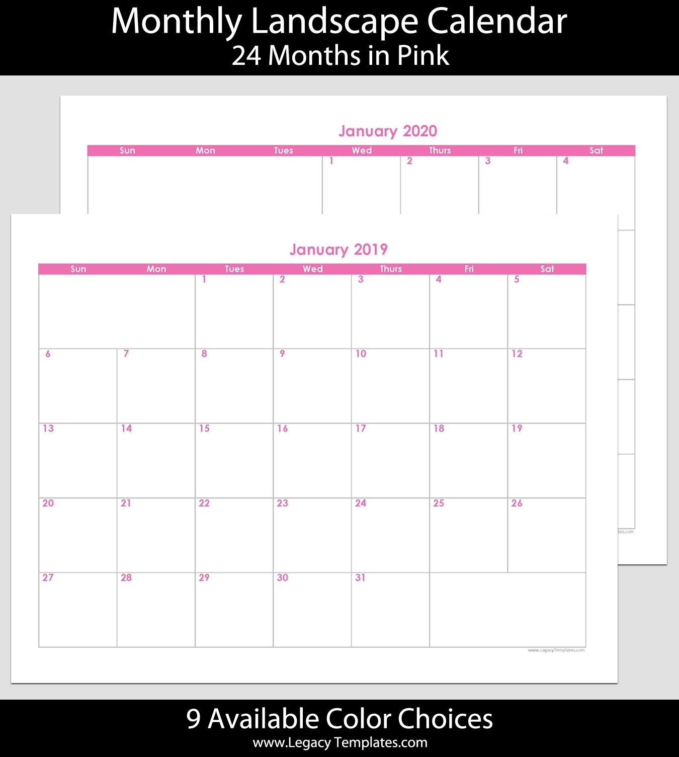 2019 &amp; 2020 24-Month Landscape Calendar – 8.5 X 11 | Legacy Templates pertaining to 2020 Calendar 8.5 X 11