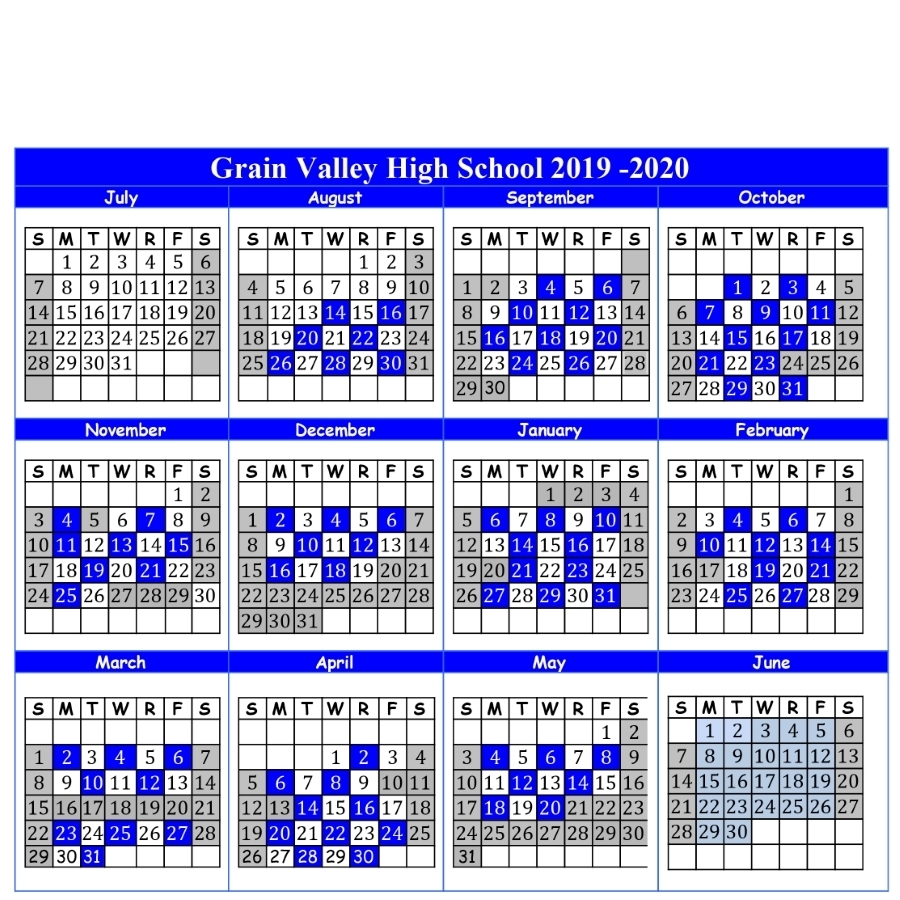 2019-2020 A-B Calendar And Important Dates - Grain Valley High School throughout Calendar 2019-2020 Important Dates