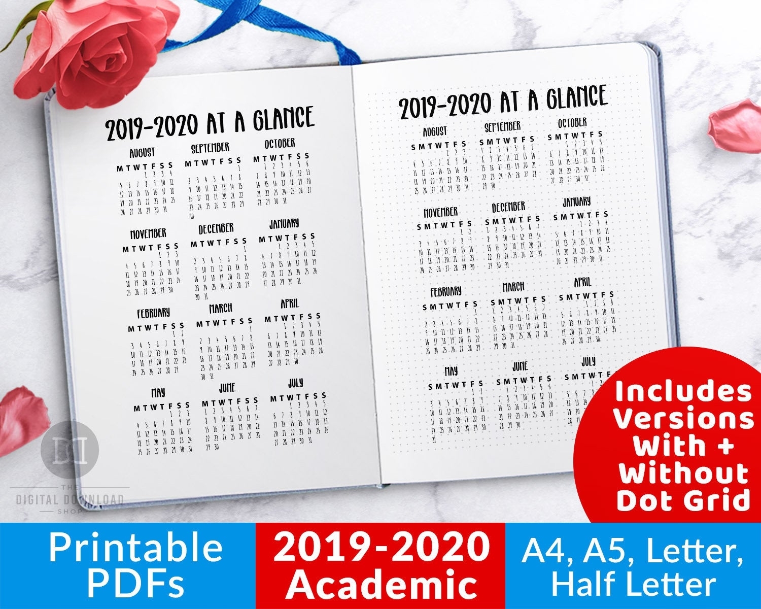 2019-2020 Academic Year At A Glance Printable 2019 Academic | Etsy throughout Year At A Glance 2019-2020