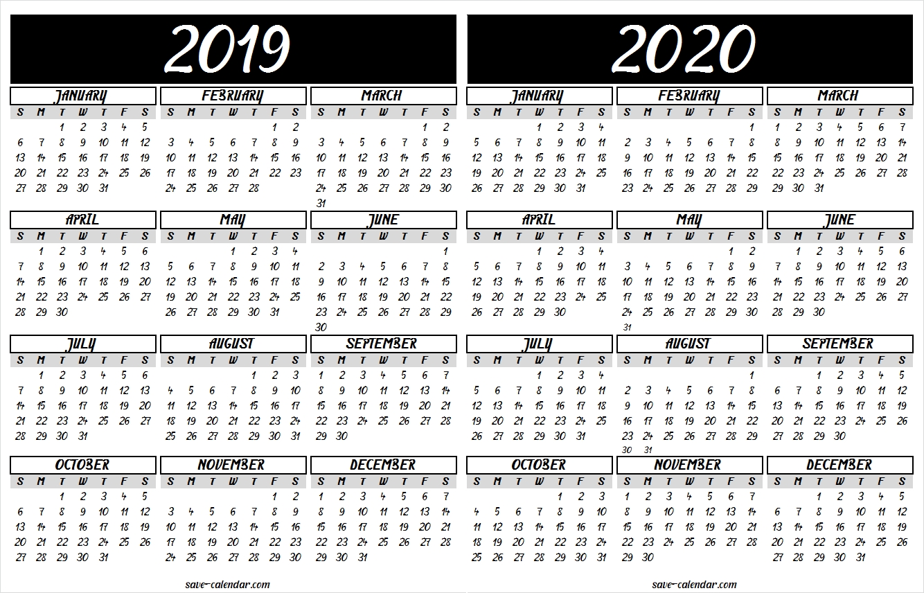 2019 2020 Calendar Printable | 2019 Calendar | Calendar 2020 in Free Printable 2020 Waterproof Calendars