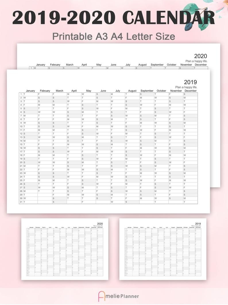 2019-2020 Calendar Printable Yearly Agenda Planner Monday | Etsy inside 2020 Wall Calendar Kikki K