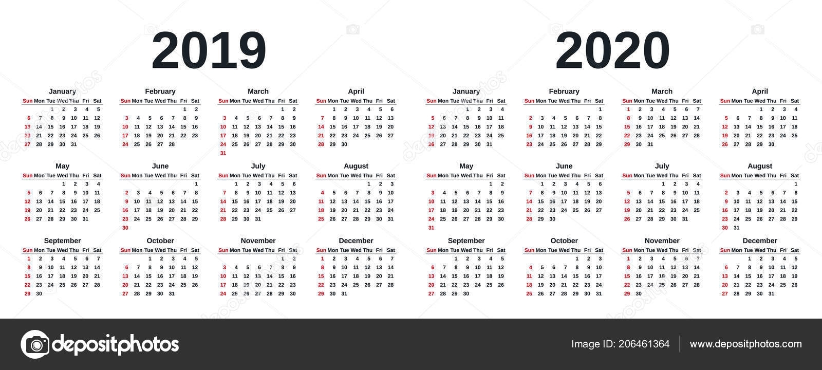 2019 2020 Calendar Vector Graphics Week Starts Sunday Design in 2020 Calendar Monday To Sunday