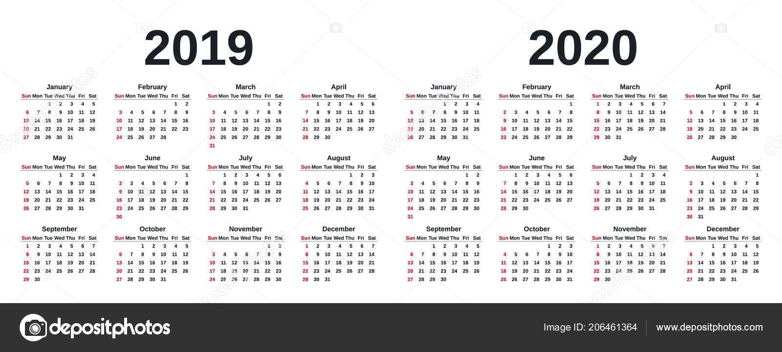 2019 2020 Calendar Vector Graphics Week Starts Sunday Design inside Week Count Calendar 2019-2020