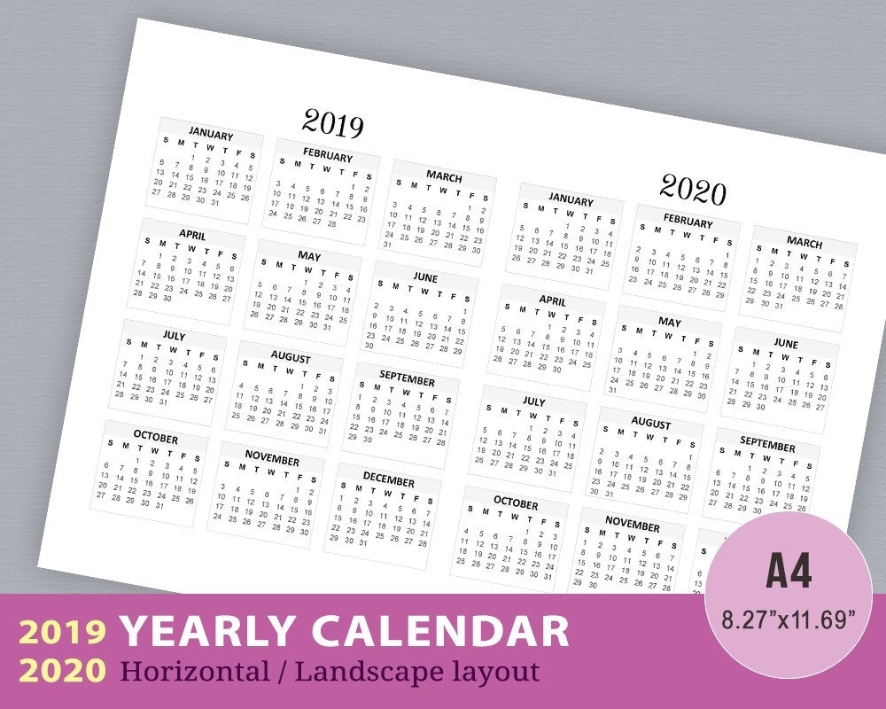 2019-2020 Yearly Calendar Year At A Glance Wall Calendar | Etsy with regard to 2020 Wall Calendar Kikki K