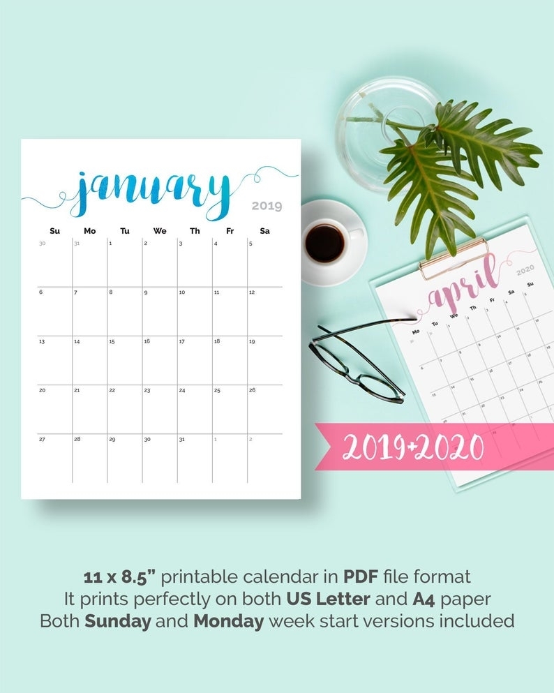 2019 Calendar Printable Desk Calendar Planner Monthly Pages | Etsy with regard to Calendar 2020 Pdf Romania