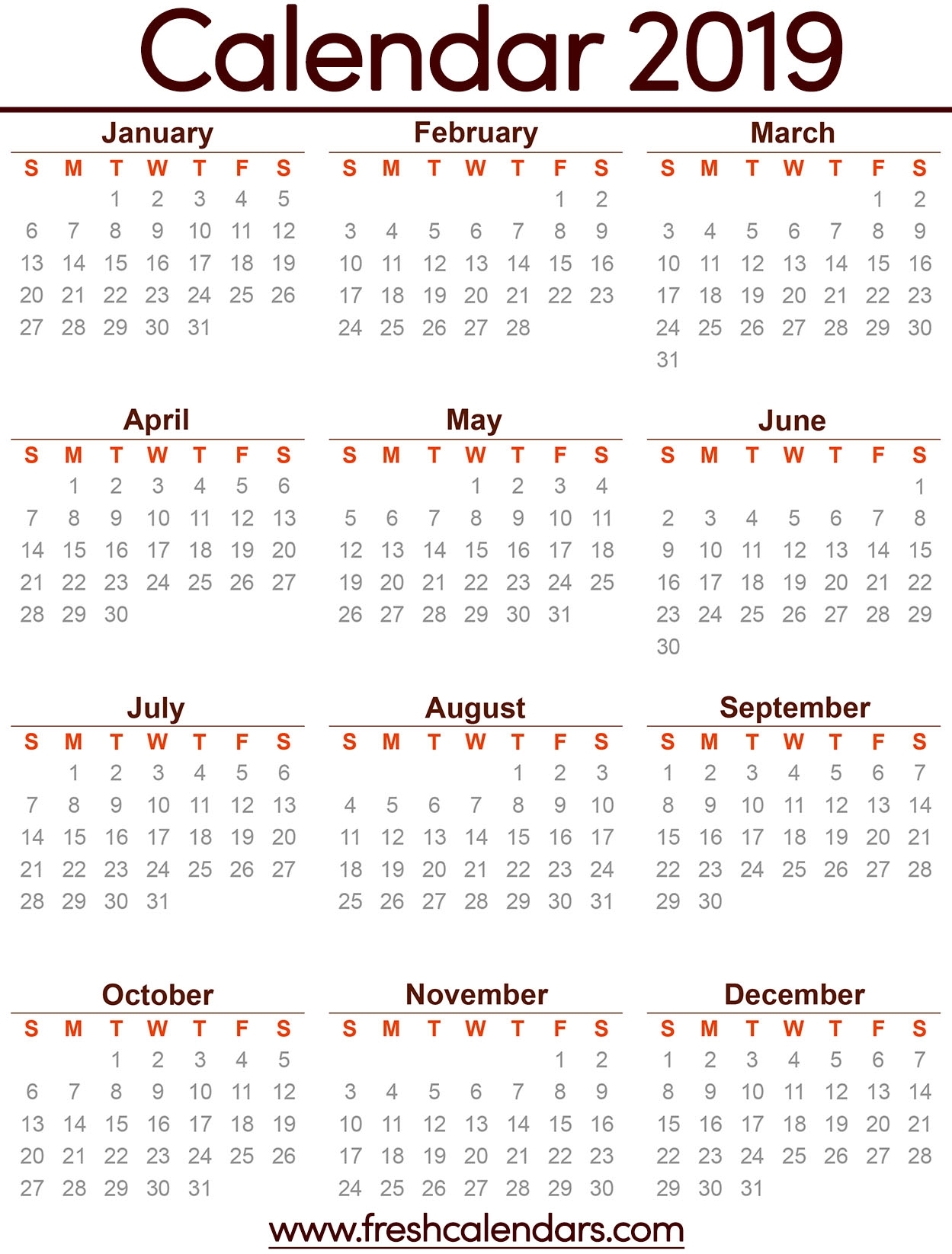 2019 Calendar within Printable Calendar 2019 2020 Monday To Sunday