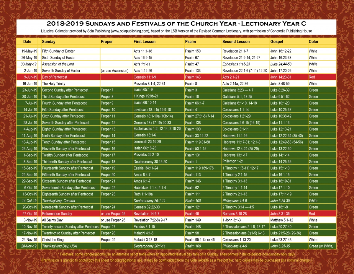 Printable Liturgical Calendar 2020 - Calendar Inspiration ...