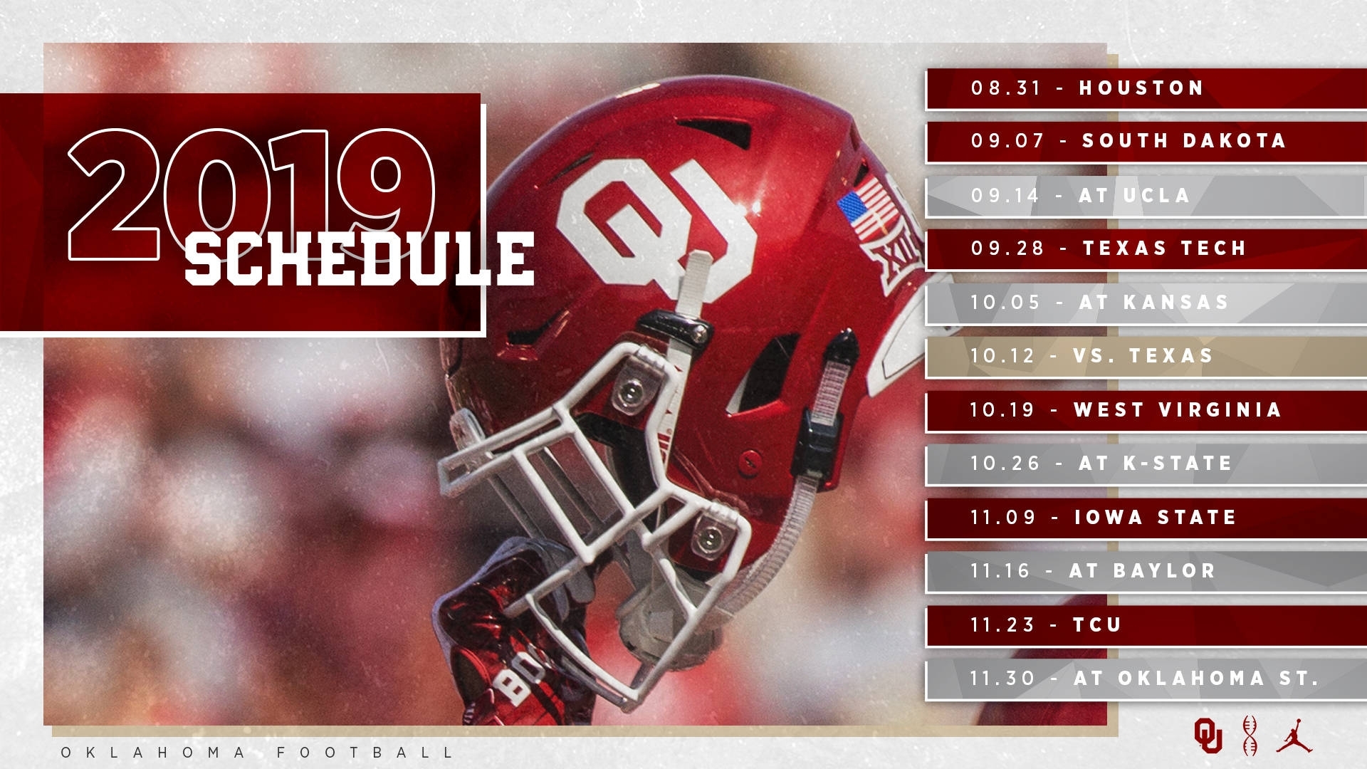 2019 Ou Football Schedule Announced - The Official Site Of Oklahoma with regard to 2019 - 2020 Nfl Schedule Printable