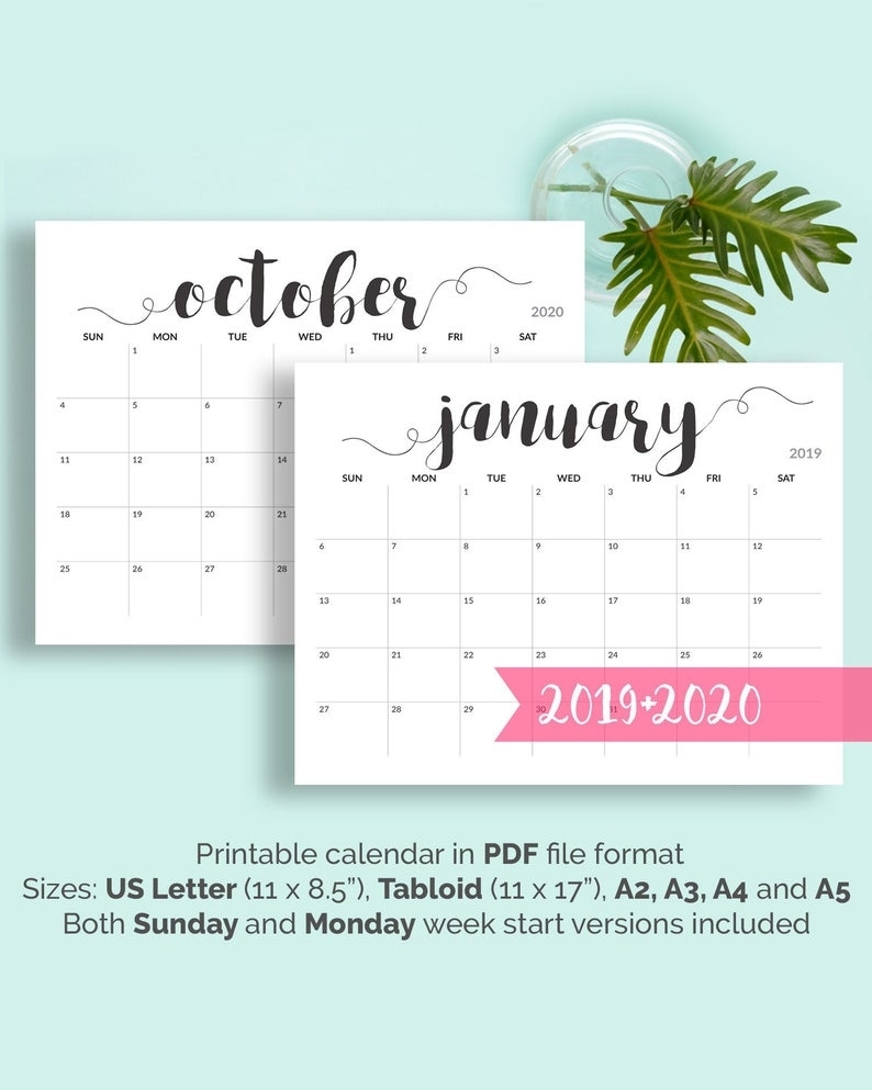 2019 Printable Calendar 2019-2020 Calendar Printable Large | Etsy inside Calendar 2020 Pdf Romania