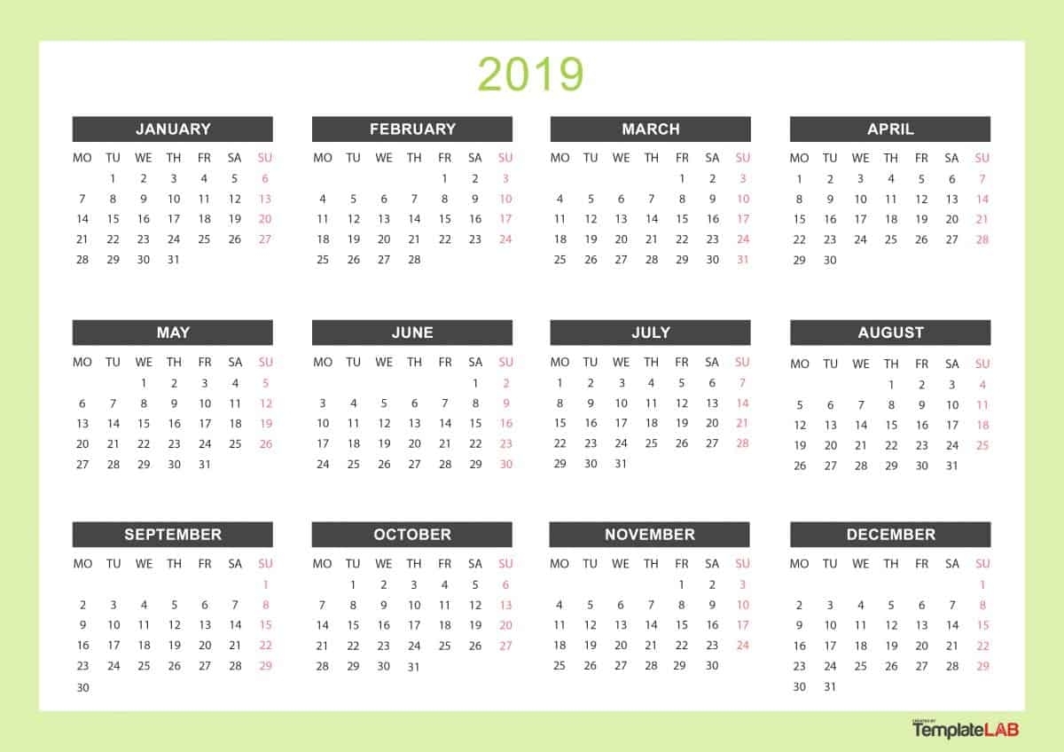 2019 Printable Calendars [Monthly, With Holidays, Yearly] ᐅ in 3 Month Calendars To Print