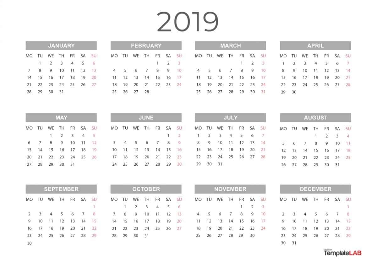 2019 Printable Calendars [Monthly, With Holidays, Yearly] ᐅ regarding Blank Calender Academic Year 2019 -2020
