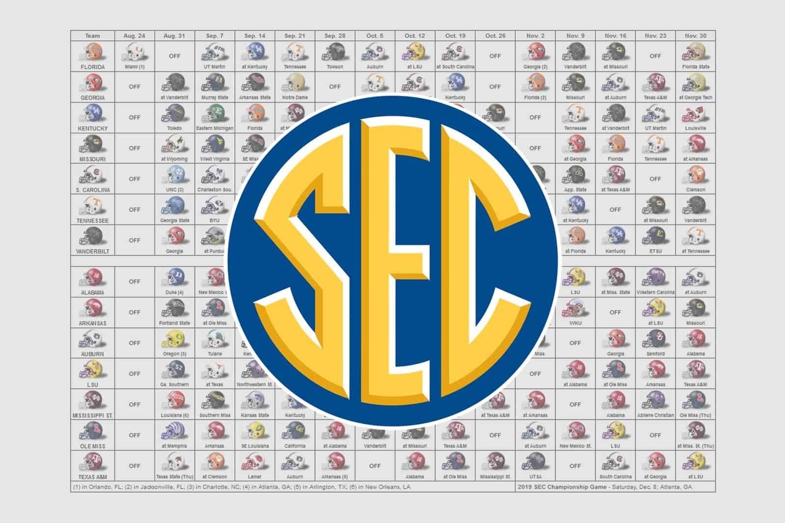 2019 Sec Football Helmet Schedule pertaining to Uga 2019/2020 School Calendar