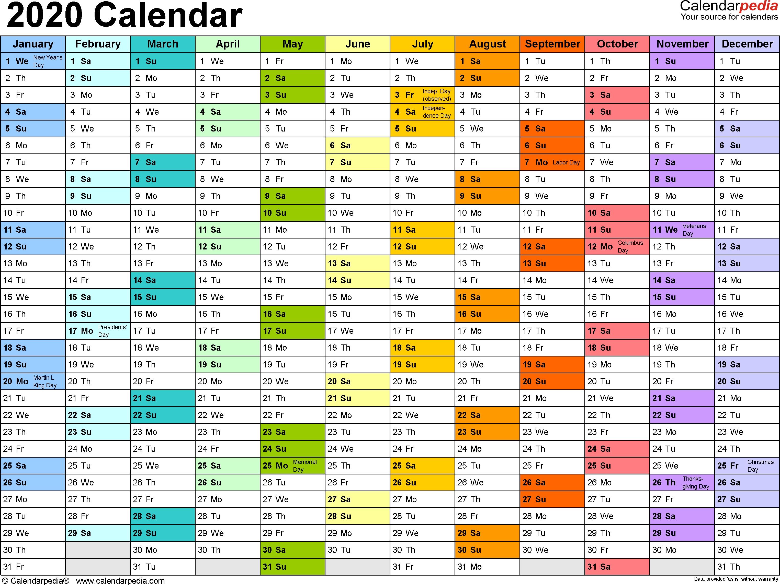 2020 Calendar - 17 Free Printable Word Calendar Templates with regard to 2020 Calendar