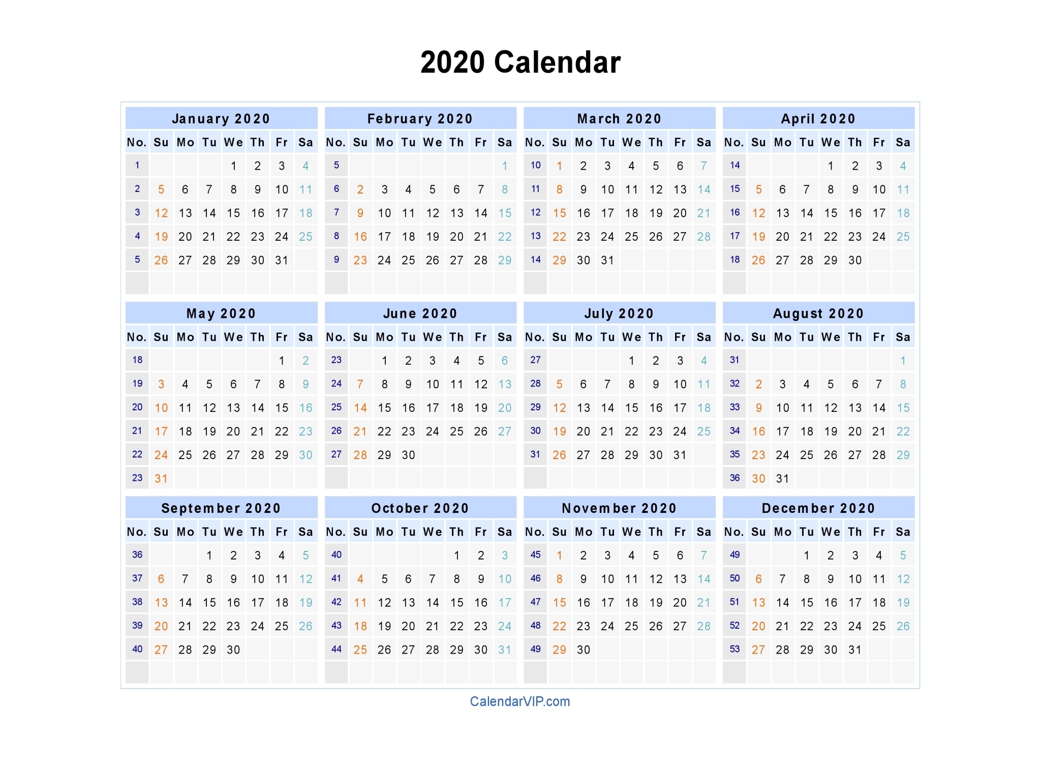 2020 Calendar - Blank Printable Calendar Template In Pdf Word Excel regarding 4-4-5 Calendar 2020