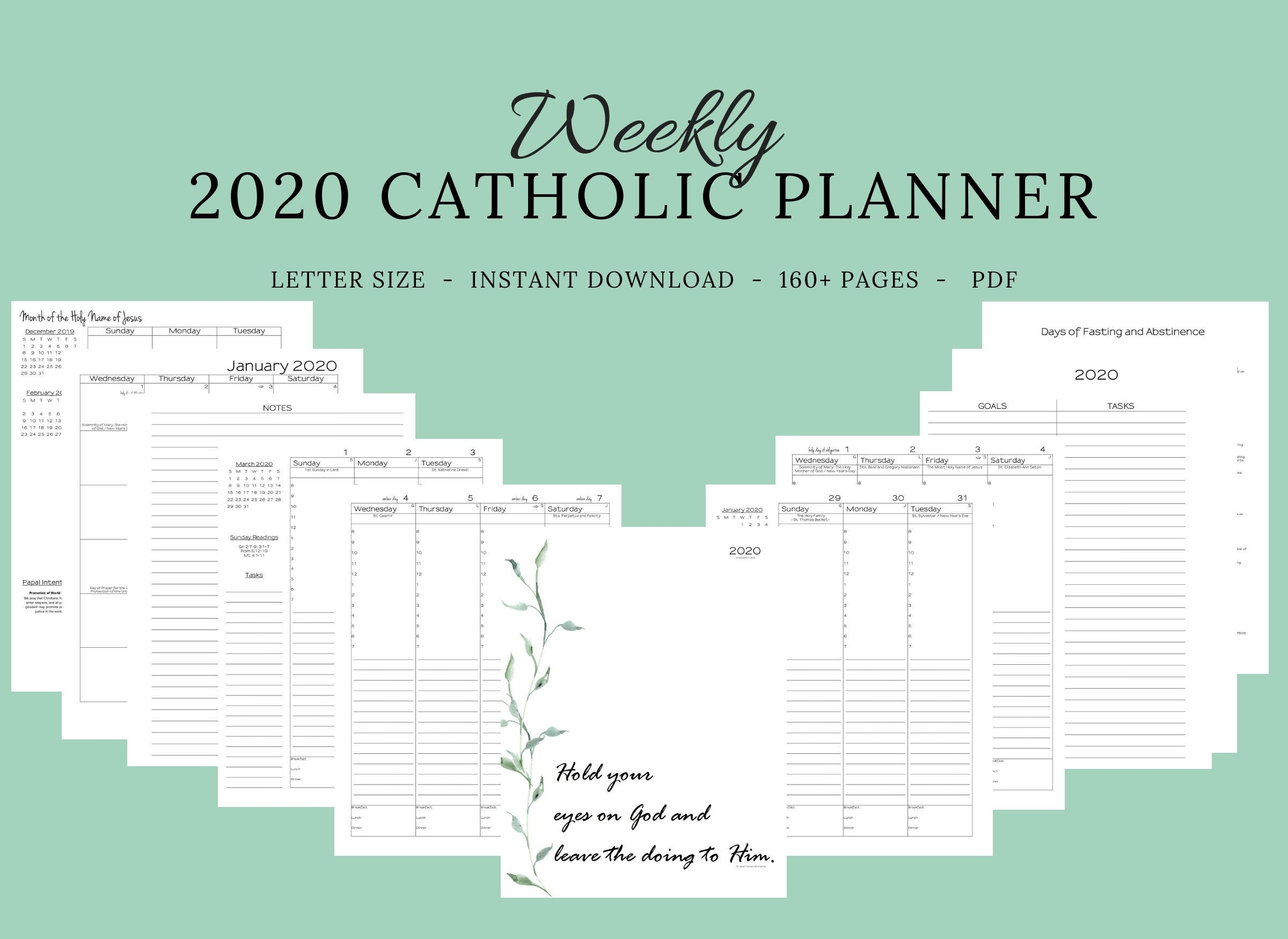 2020 Catholic Planner Weekly Printable: Daily Planner / | Etsy for Printable Liturgical Calendar 2020