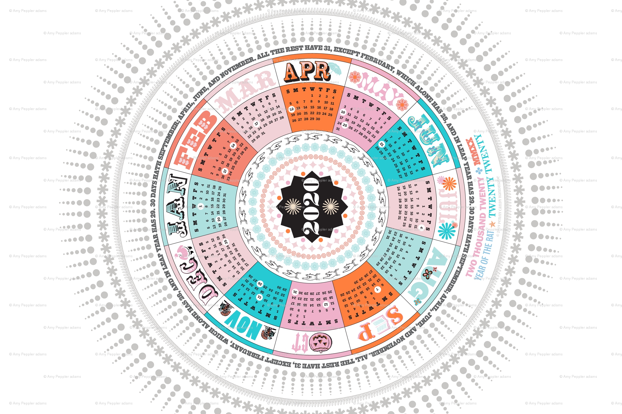 2020 Circle Tea Towel Calendar* || Circular Mayan Holidays Numbers regarding Mayan Calendar 2020