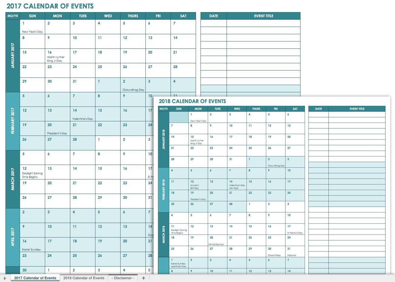 21 Free Event Planning Templates | Smartsheet within Calendar Of Events Template Free