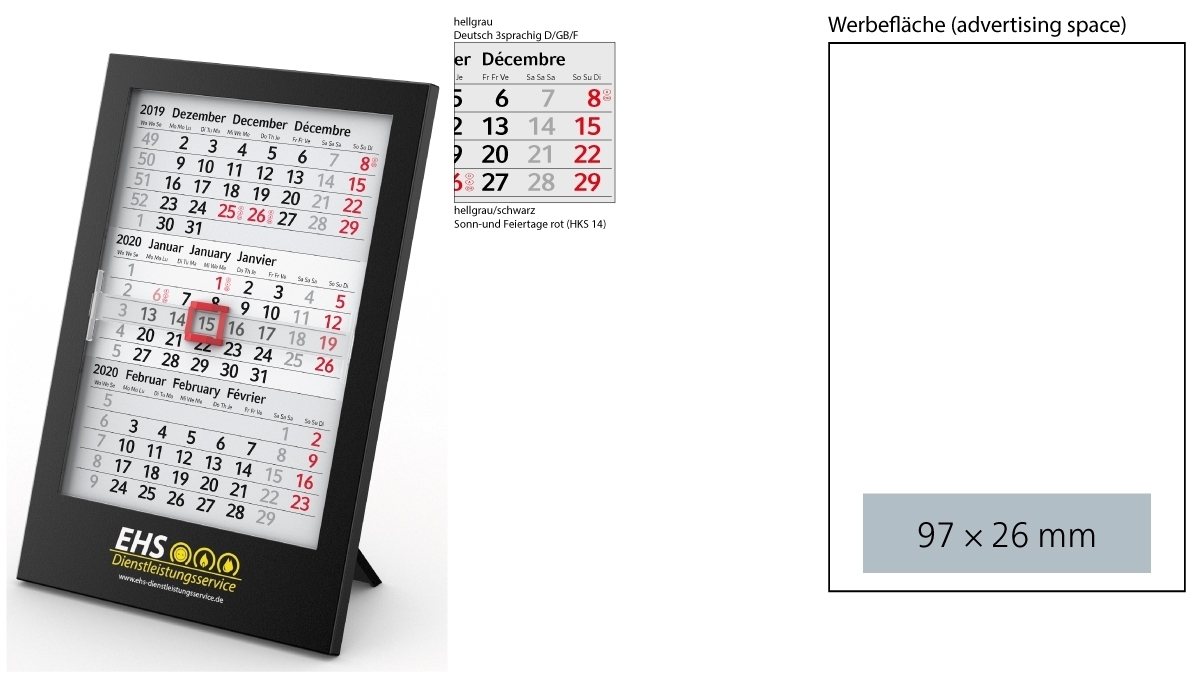 3-Month Calendar 2020 Box 3 Including Advertising Printing | 3-Month throughout 2019 2020 Box Calender