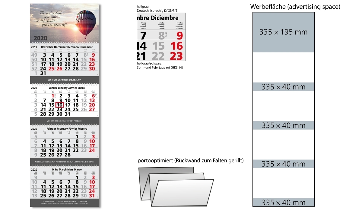 4-Month Calendar 2020 Quadro Wire-O 4 Including Advertising Printing with regard to Embedded Calendar 2020