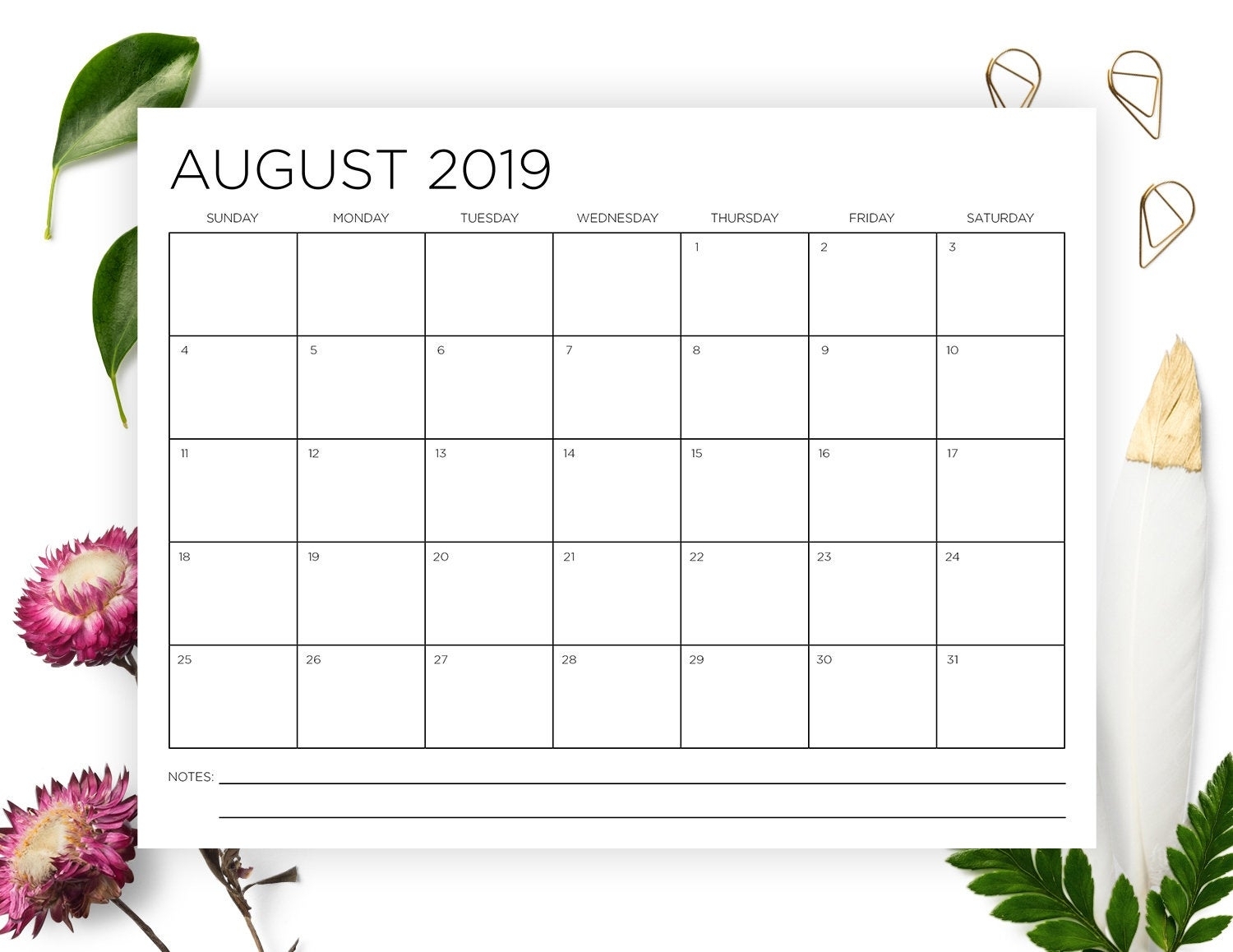 8.5 X 11 Inch 2019-2020 Calendar Template Instant Download | Etsy throughout 2020 Calendar 8.5 X 11