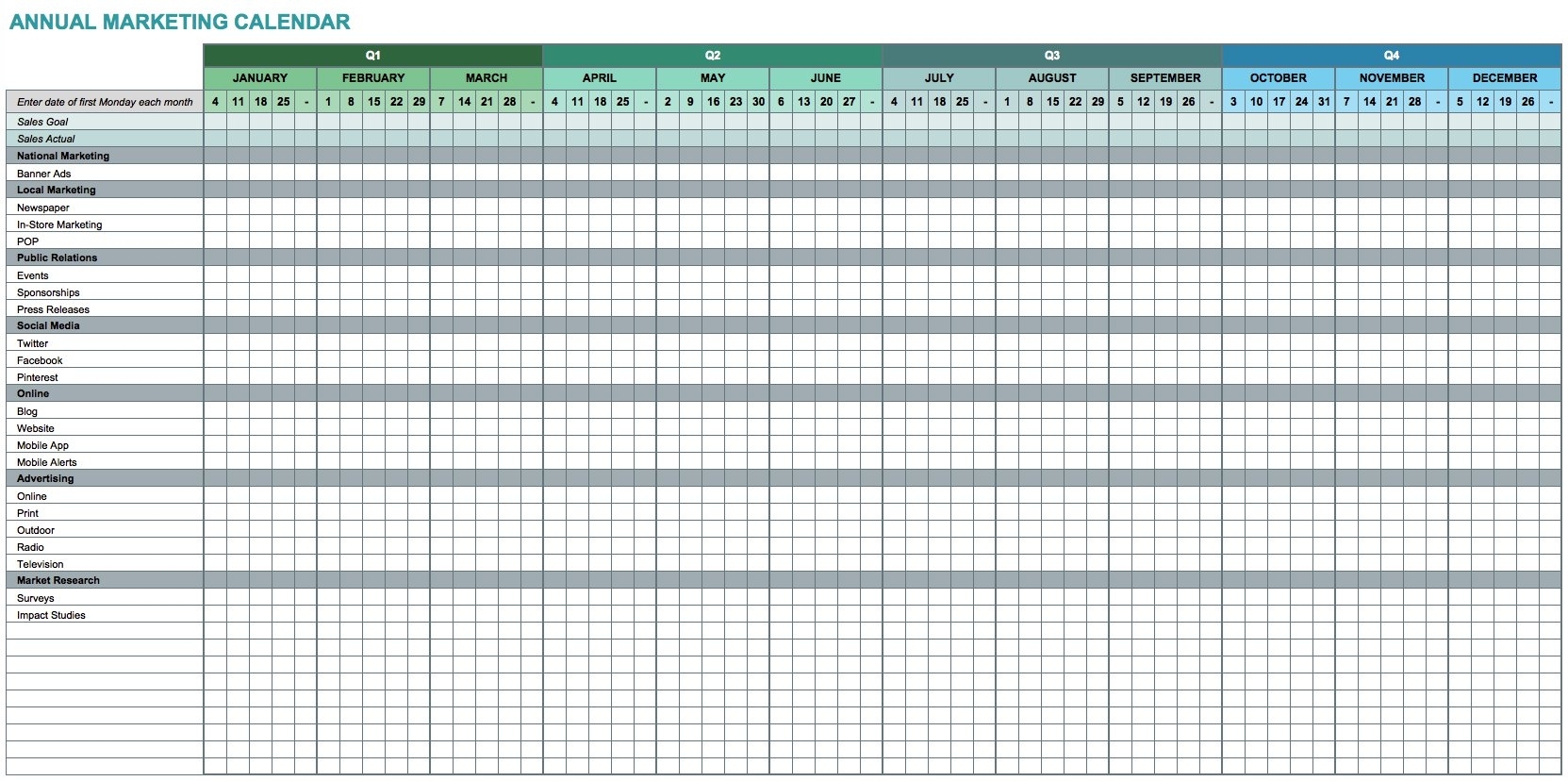 9 Free Marketing Calendar Templates For Excel - Smartsheet in Calendar Of Events Template Free