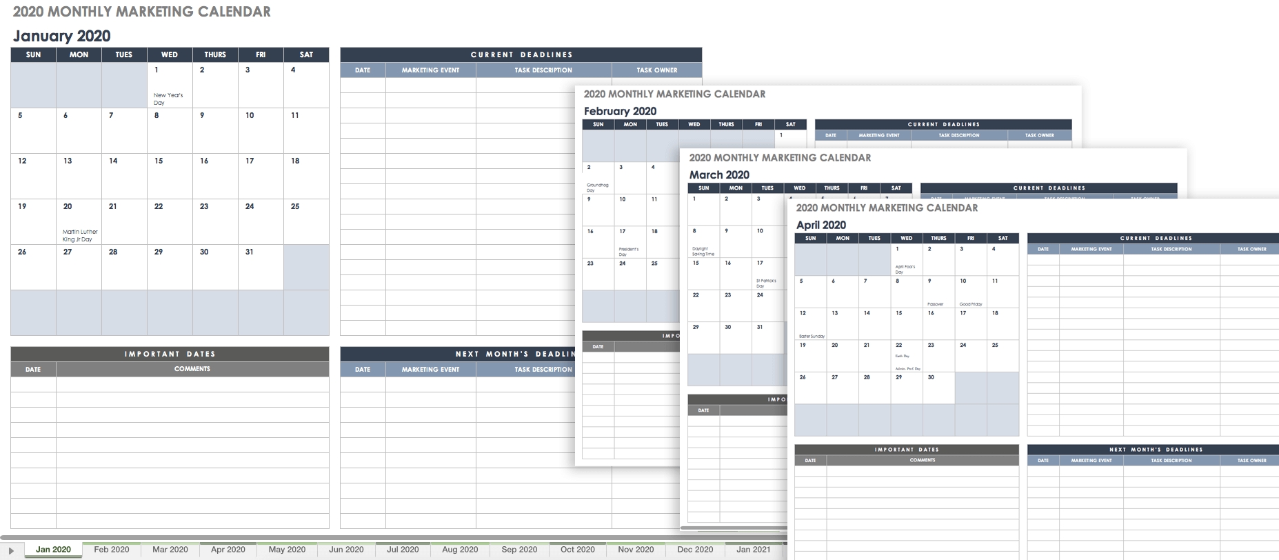 9 Free Marketing Calendar Templates For Excel - Smartsheet within Schedule Of Activities Calendar Format