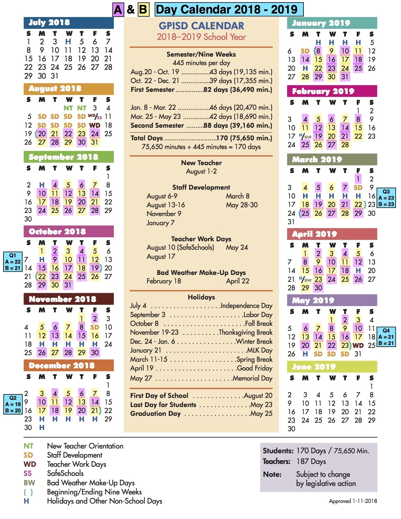 Sfasu School Schedule 2019 2020