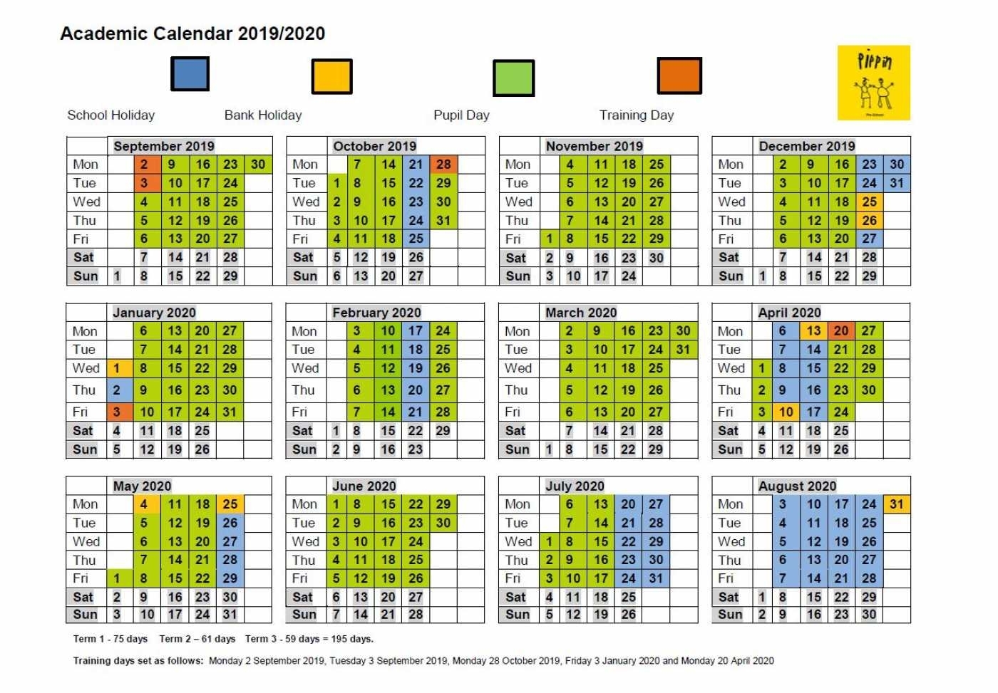 Academic Calendar - Pippin Pre-School for Special Calendar Days 2020