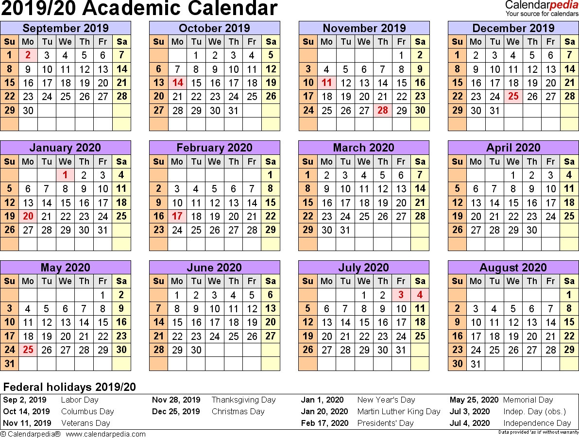 Academic Calendars 2019/2020 - Free Printable Excel Templates for July 2019 June 2020 Calendar