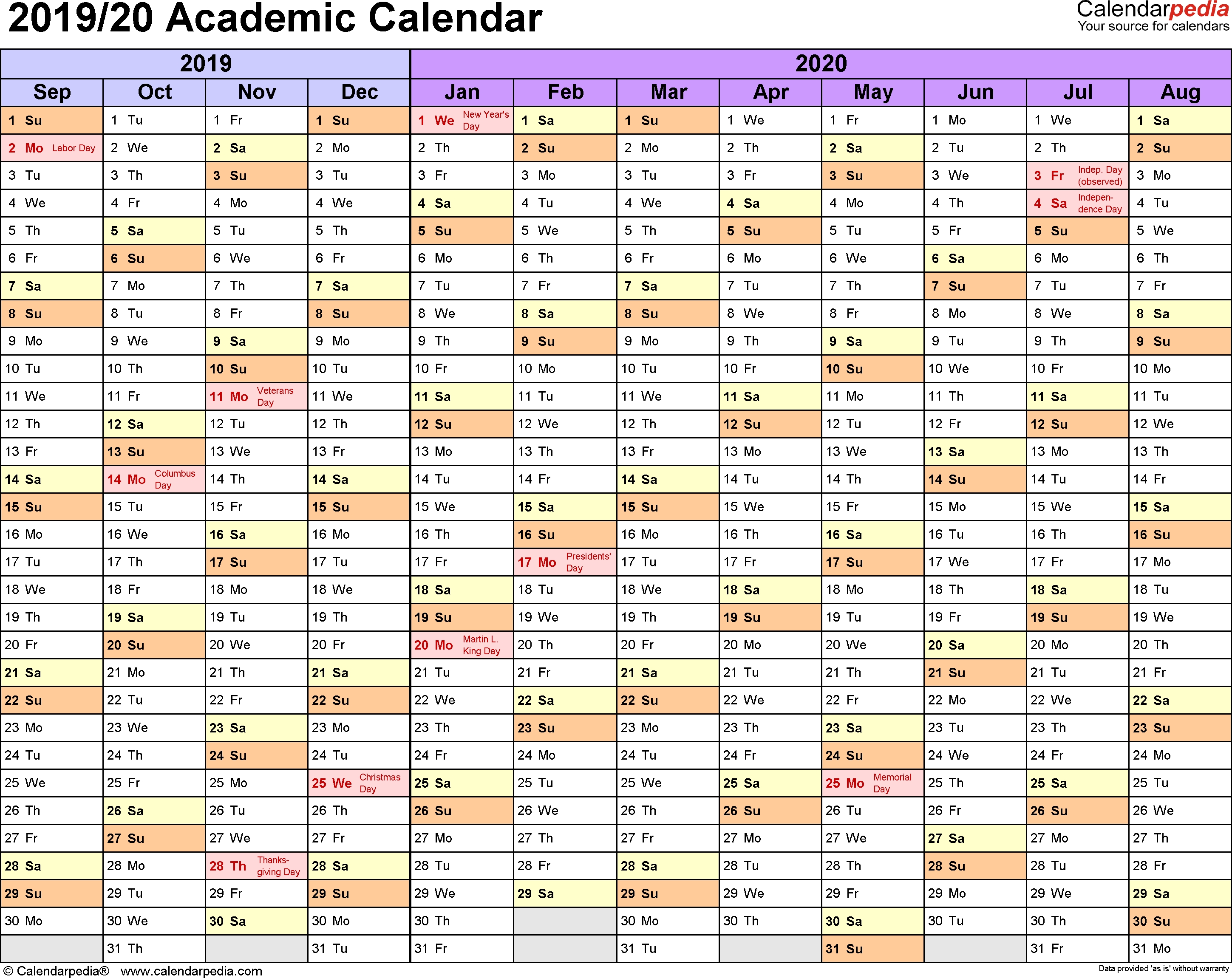 Academic Calendars 2019/2020 - Free Printable Excel Templates in Calendar 2019 2020 Xls