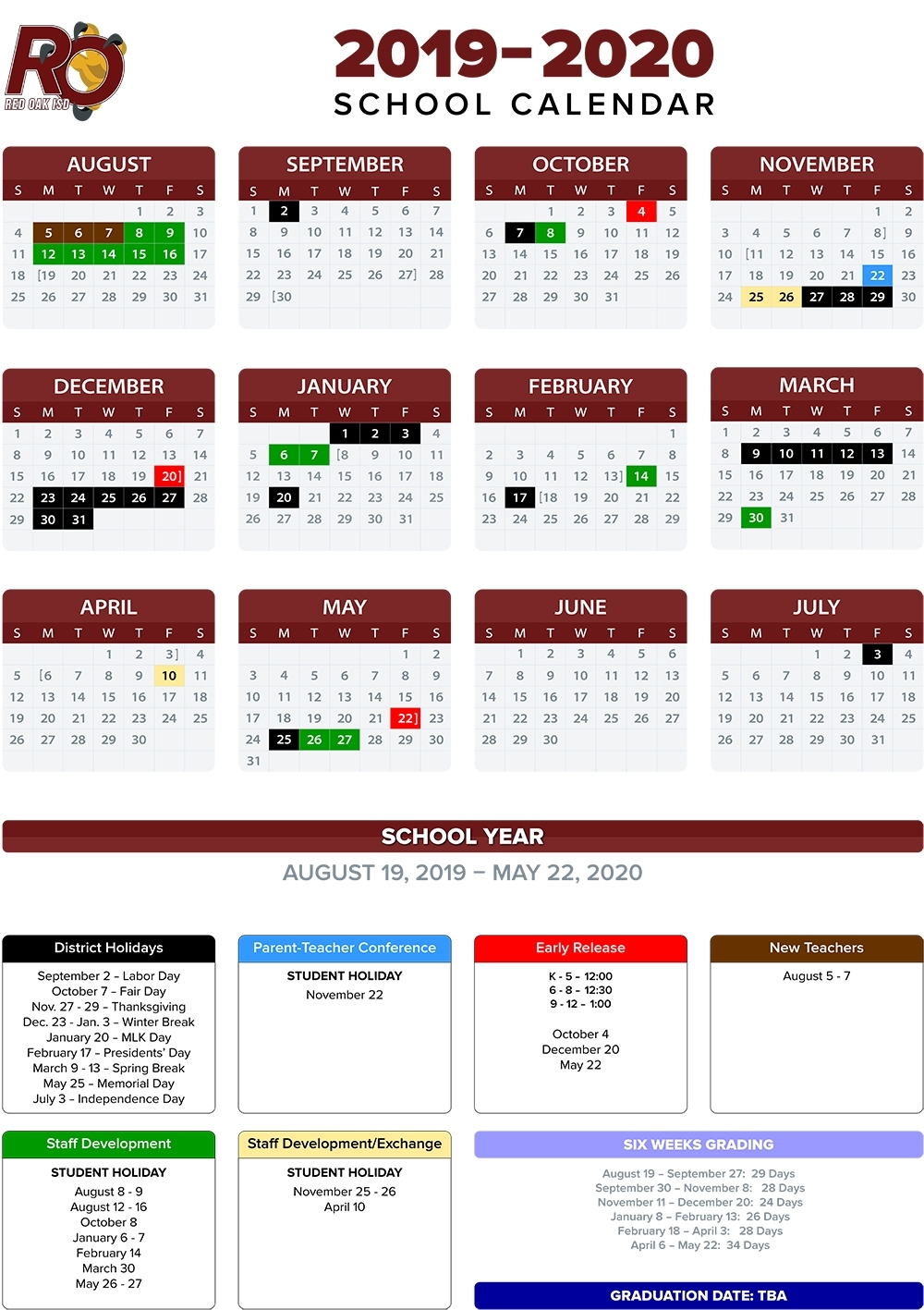 Annual School Calendar / Annual Calendar with Calendar 2019-2020 Important Dates