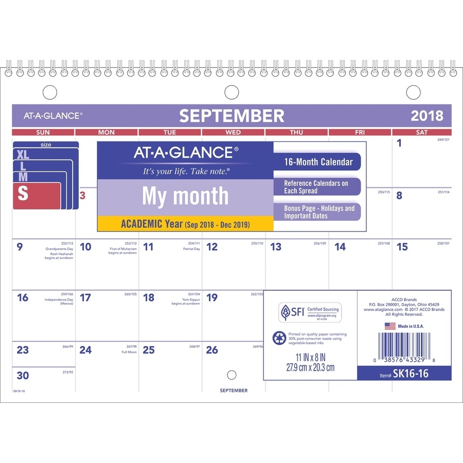 At-A-Glance Sk16-16, At-A-Glance 16 Months Academic Calendar intended for 2029 2020 Year At A Gllance Calendar