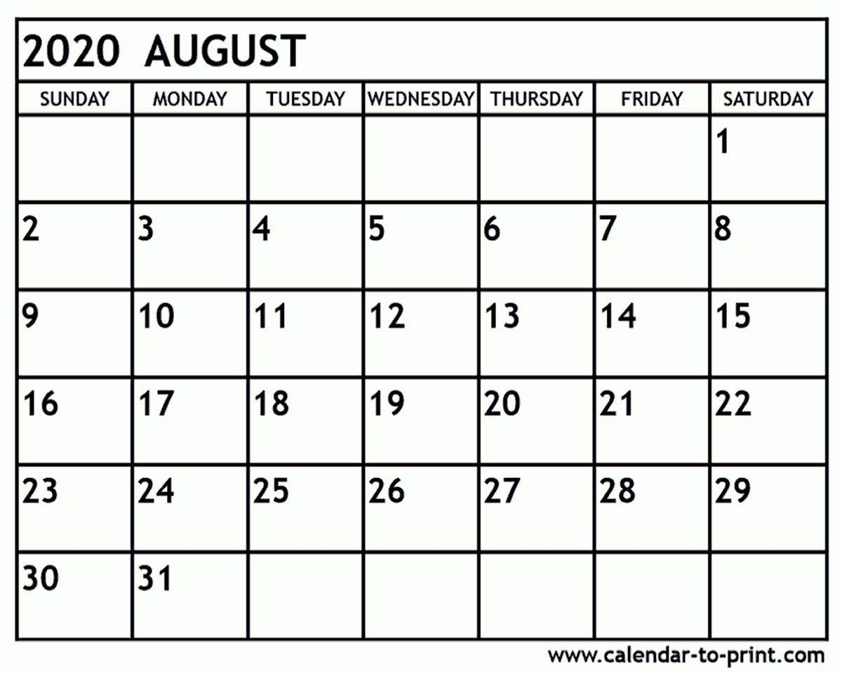 August 2020 Calendar Printable in June July August 2020 Calendar