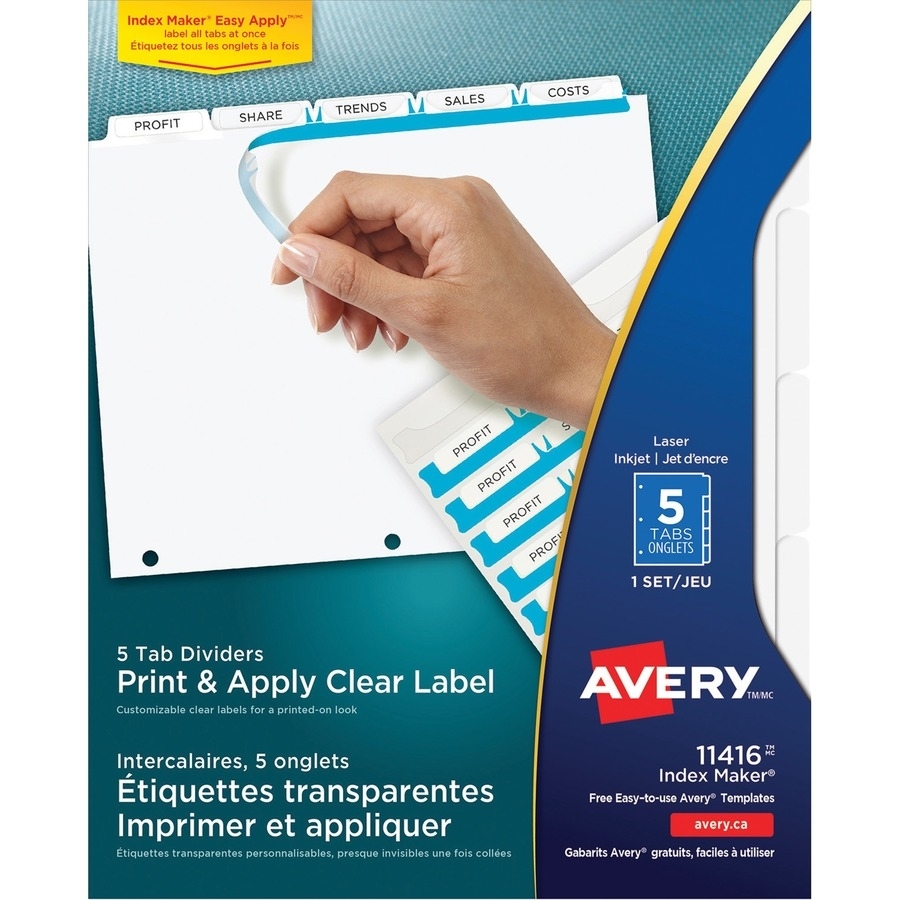 Avery 11416, Avery Index Maker Clear Label Divider With Tabs with regard to Free Printable Number Labels 1-31